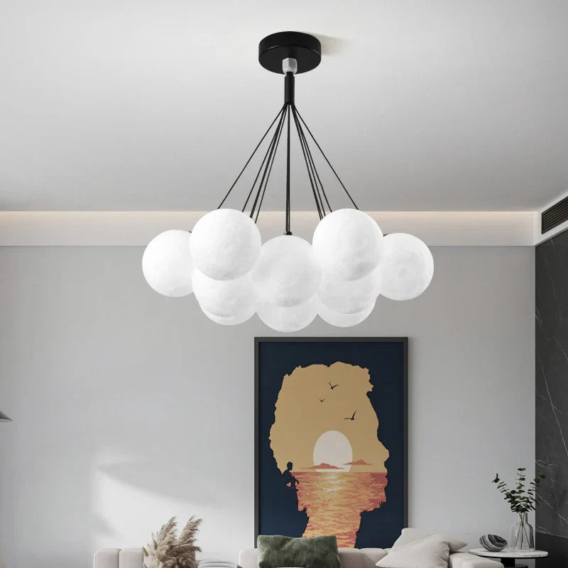 Afralia™ Planet Bubble Moon LED Chandelier: Modern Nordic Style for Home Decor & Lighting