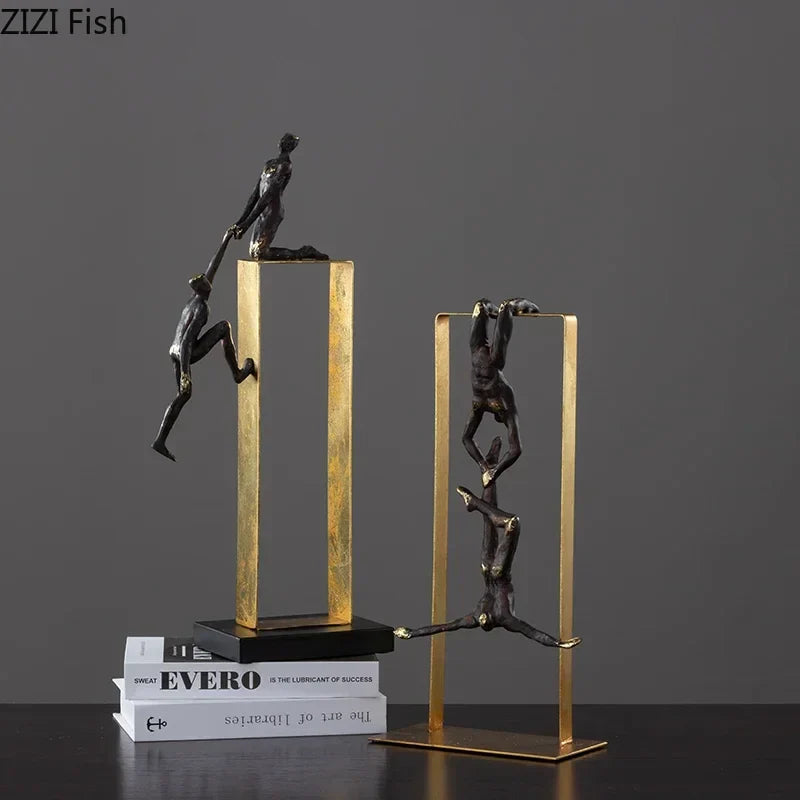 Resin Gymnast Art Sculpture by Afralia™ - Abstract Figure Statue for Home Decor