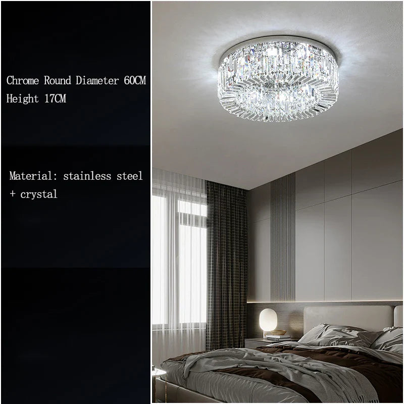 Afralia™ Crystal LED Ceiling Lamp for Chic Living, Bedroom, and Dining Room