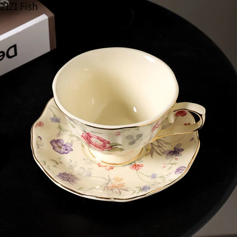 Afralia™ Rose Texture Ceramic Cup & Saucer Set