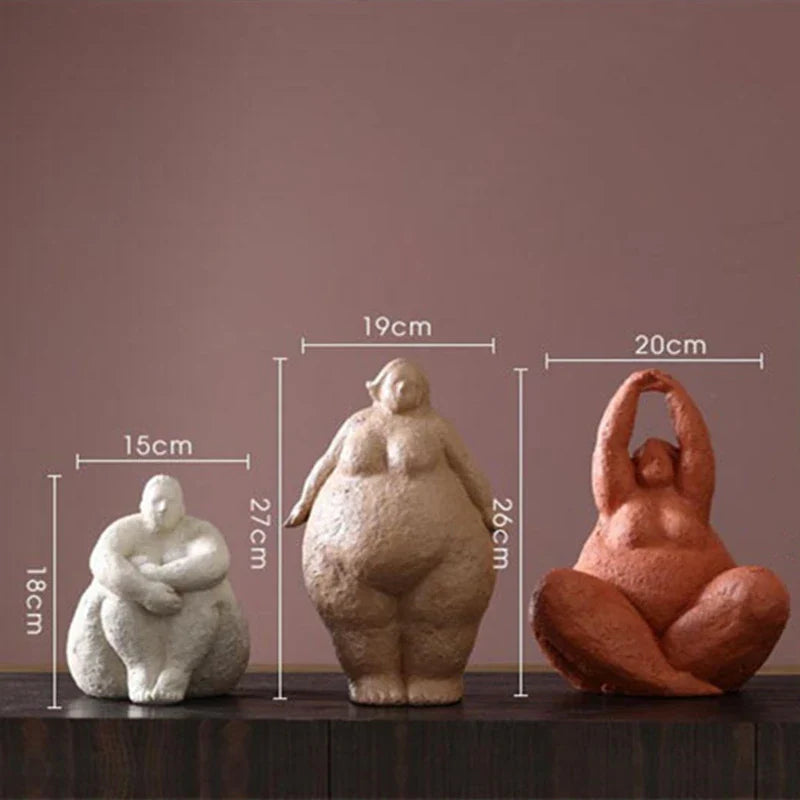 Afralia™ Resin Fat Lady Sculpture: Modern Yoga Figurine for Home Decor and Interior Design