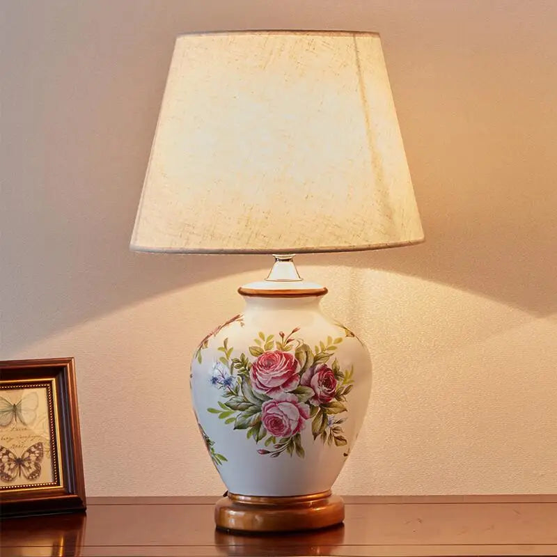 Afralia™ Ceramic Flower Bird Table Lamp - Elegant Bedroom Lighting