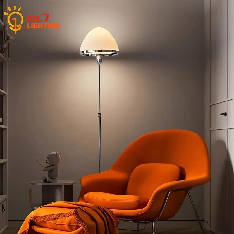 Afralia™ Nordic Iron Art Glass Floor Lamp LED E27 Chrome Vertical Table Lamp