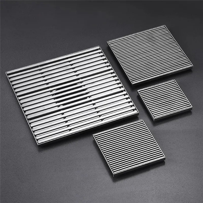 Afralia™ Stainless Steel Square Linear Bathroom Floor Drain 12/15/20/30cm Large Diameter