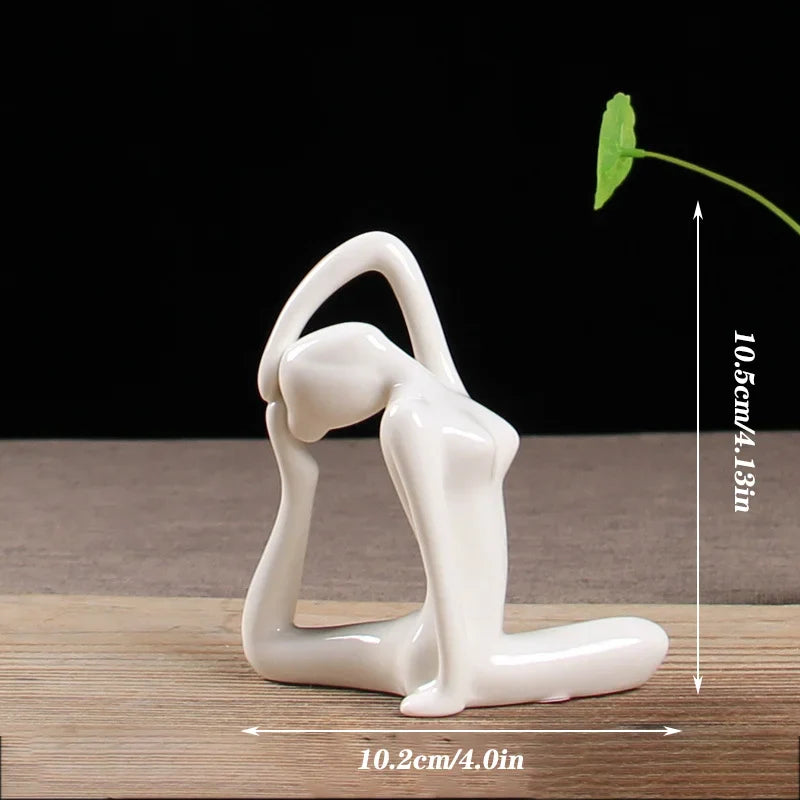 Afralia™ Abstract Yoga Figure Porcelain Statue Home Decor Sculpture