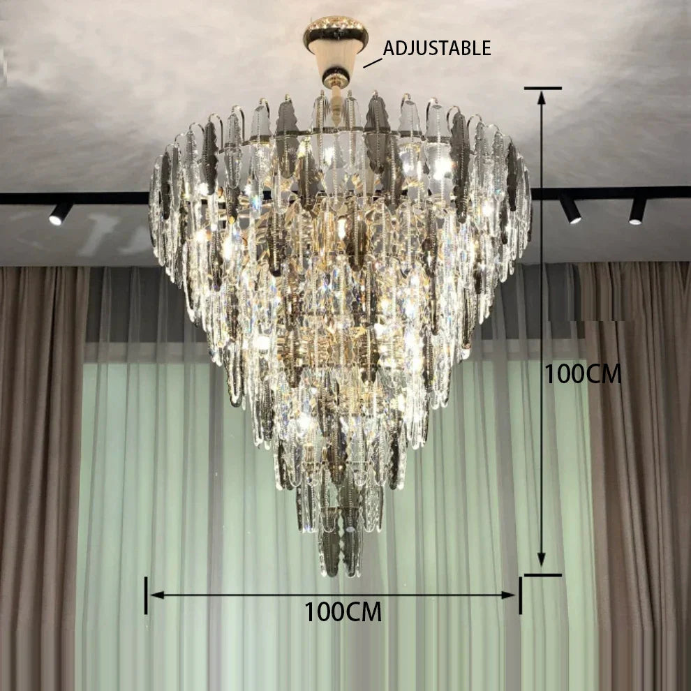 Afralia™ LED Leaf Chandelier: Modern Living Room Decor Lighting for Duplex Rotating Stairs