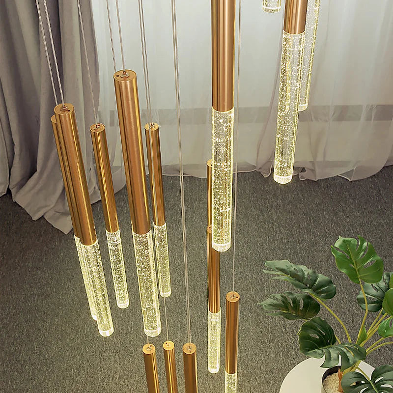 Afralia™ Crystal Loft Chandelier: Modern Nordic Art Deco Gold LED Lighting for Living Room