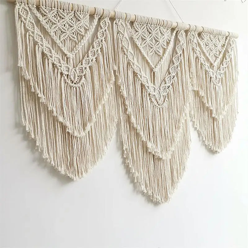 Afralia™ Boho Macrame Tassel Wall Hanging Tapestry with Wooden Stick