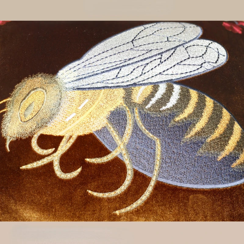 Afralia™ Bee Embroidery Cushion Cover - Exquisite Animal Design for Sofa Decor