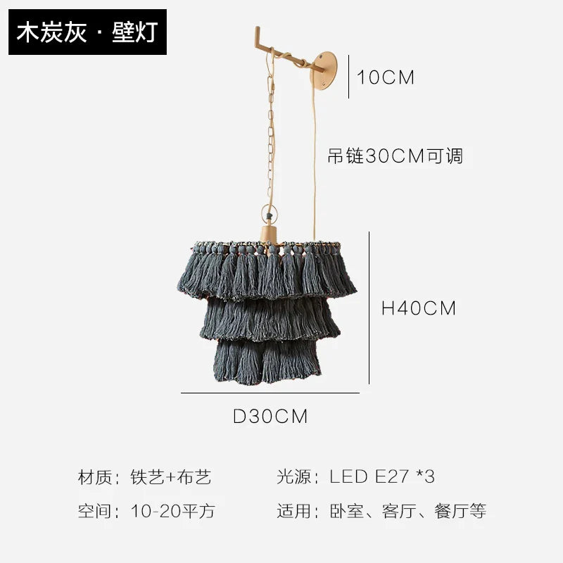 Afralia™ Tassel Chandelier: Woven LED Boho Lamp for Dining Bedroom Kitchen Island