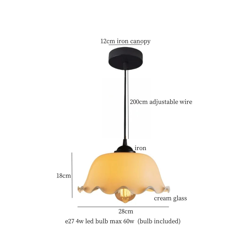 Afralia™ Cream Vintage Brass Glass LED Pendant Light for Restaurant Bar Cafe Loft