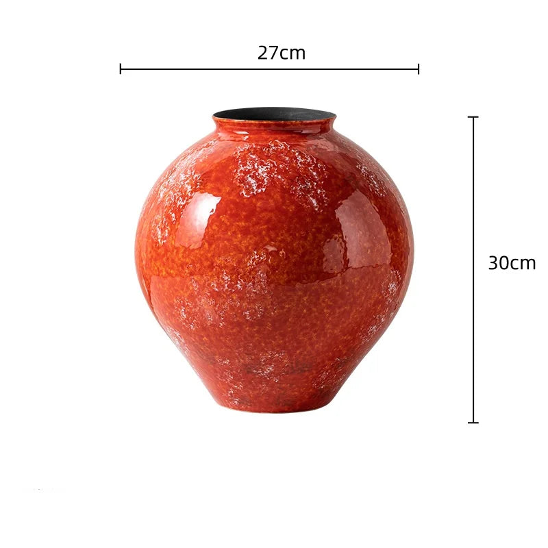 Afralia™ Red Porcelain Vase: The Kiln Turns Red Glaze Flower Vase & Terrarium