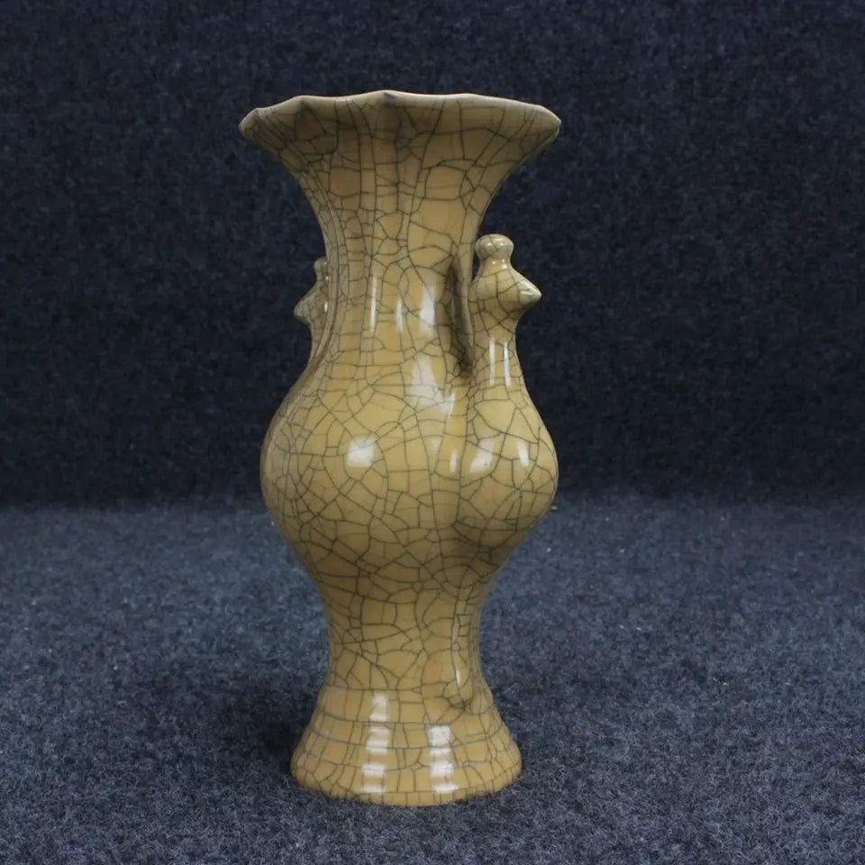 Afralia™ Song Ge Kiln Gold Red Glaze Peacock Vase