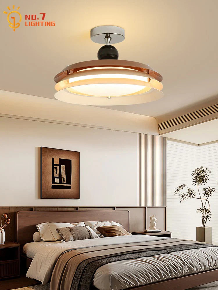Afralia™ Wind Round Ceiling LED Light: Modern Iron Art Fixture for Home Decor & Study