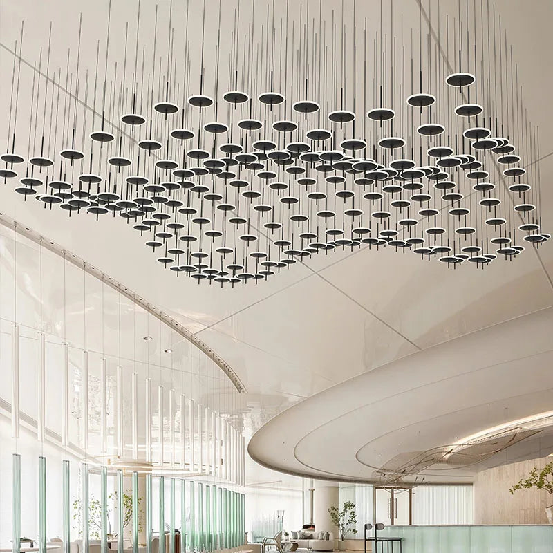 Afralia™ Modern Black Iron Art Circular Chandelier for Living Room, Hotel - Custom Large Chandeliers