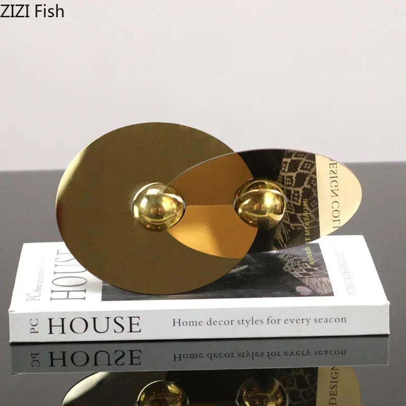 Afralia™ Geometric Circle Sculpture: Modern Metal Desk Ornament for Room Aesthetic
