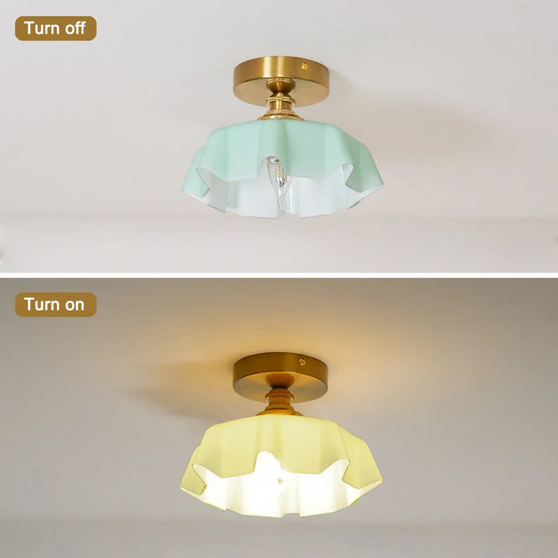 Nordic Glass Flower Pendant Light by Afralia™ - Modern Macaron Ceiling Lamp