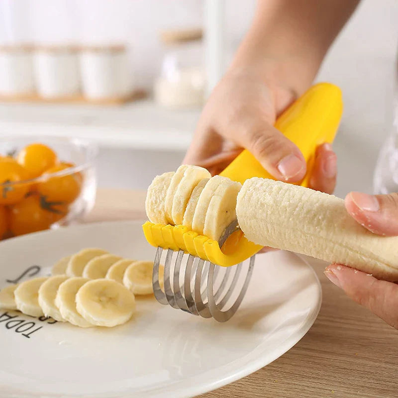 Afralia™ Stainless Steel Banana Slicer & Vegetable Cutter Kitchen Tool