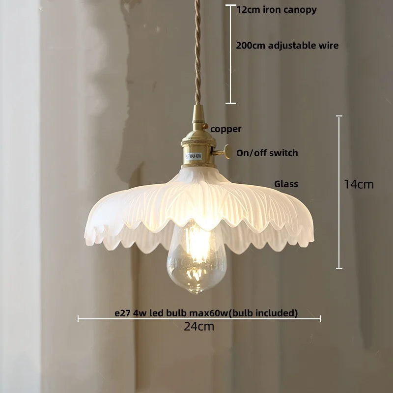 Afralia™ Glass Pendant Lamp with Adjustable LED, Copper Base - Modern Nordic Style