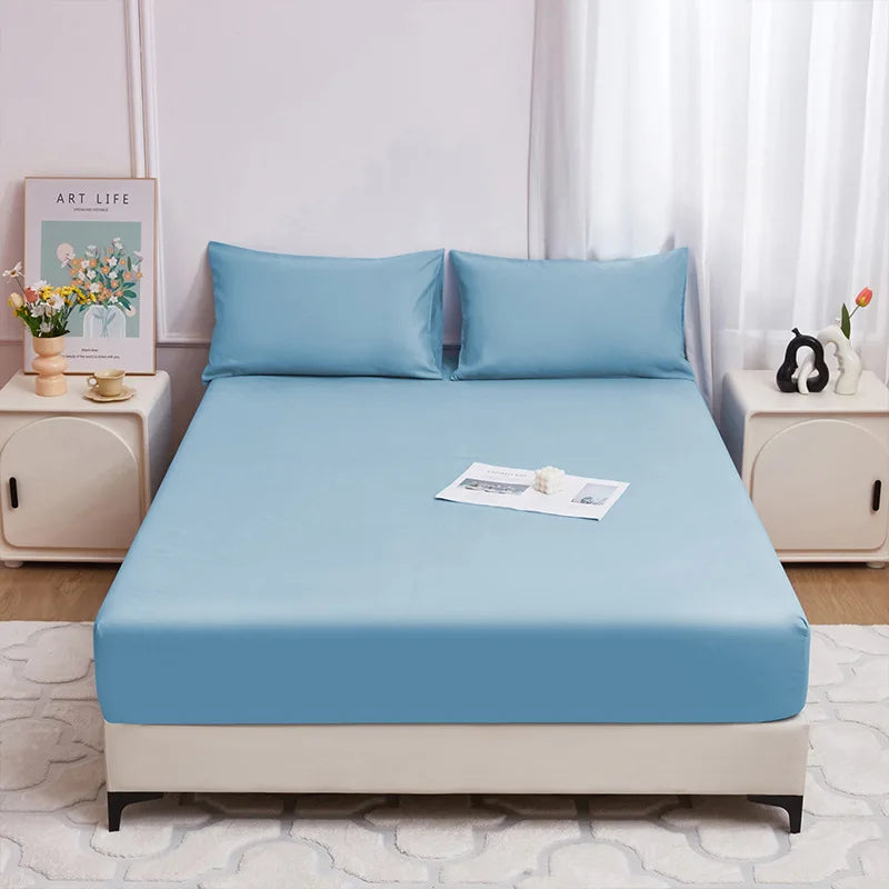Afralia™ Single Fitted Waterproof Bed Sheet - Solid Color Mattress Protector