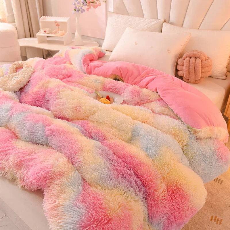 Afralia™ Luxe Mink Fleece Flannel Patchwork Quilt: Soft, Warm, & Cozy Gradient Bedclothes