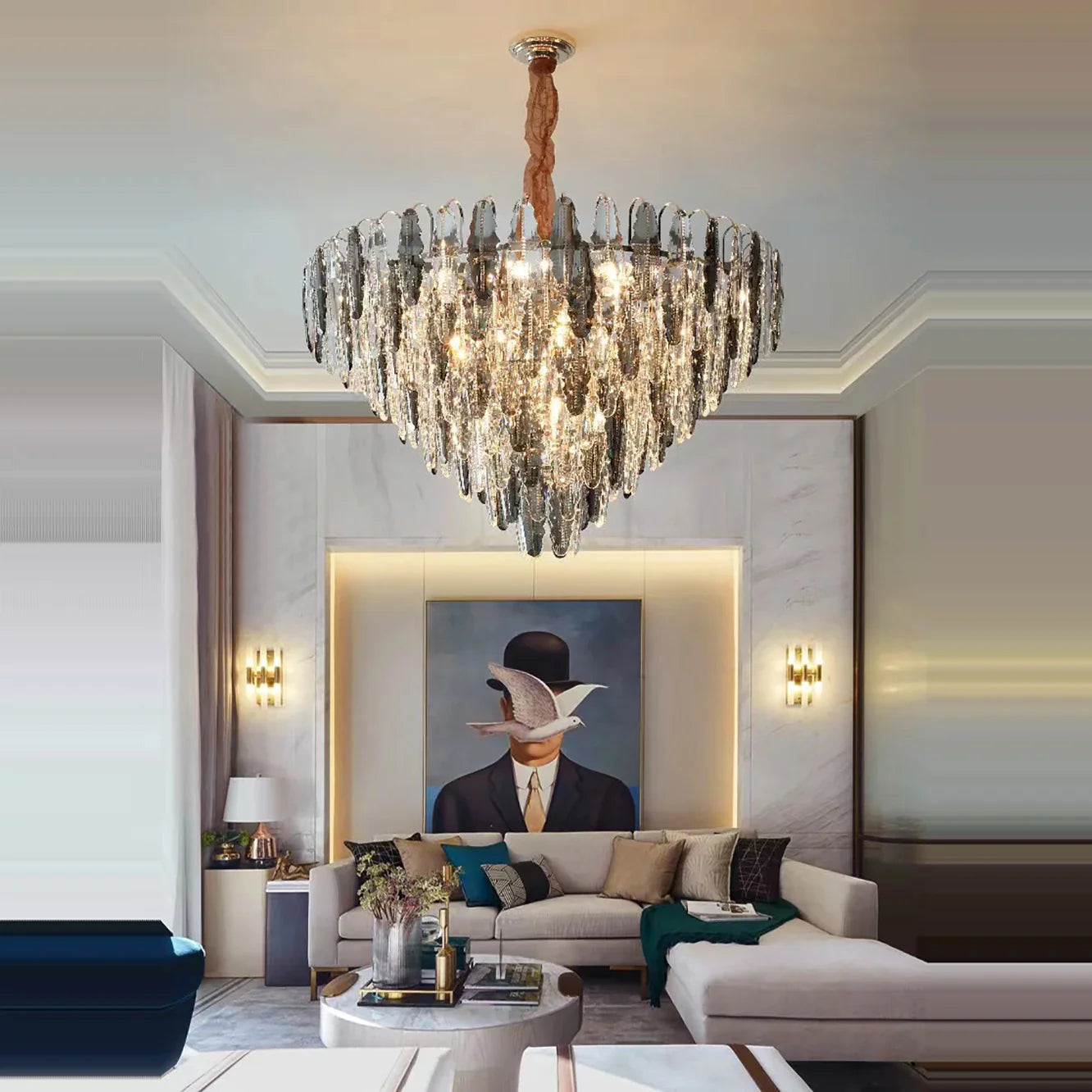 Afralia™ LED Leaf Chandelier: Modern Living Room Decor Lighting for Duplex Rotating Stairs