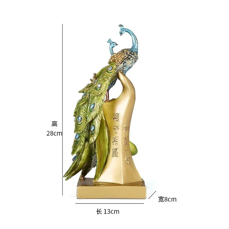 Afralia™ Peacock Open Screen Resin Craft - Modern Living Room Décor & Wedding Gift