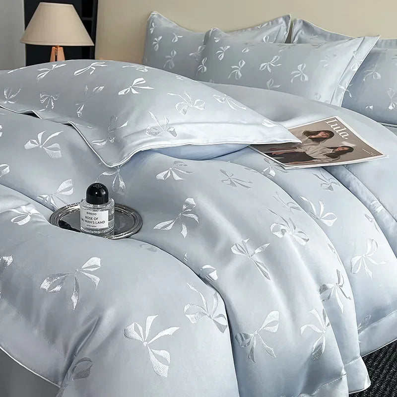 Afralia™ Faux Silk Jacquard Bedding Set: High-End Comforter Cover, Soft Bed Set