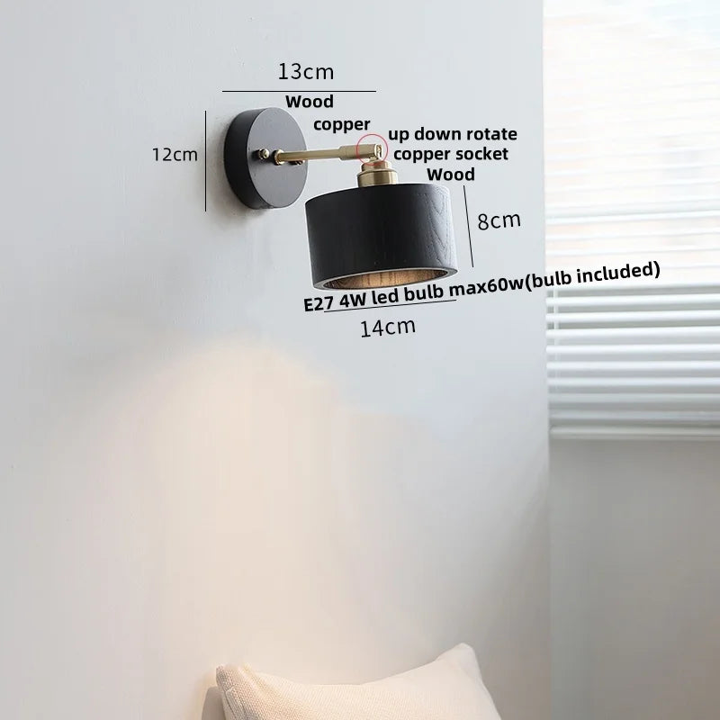 Afralia™ White Ceramic LED Wall Lamp Wood Canopy Sconce Reef Pull Chain Switch