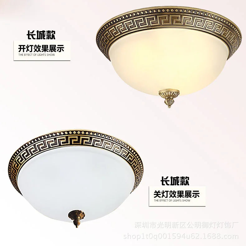 Afralia™ Classic Vintage Copper Ceiling Lamp with Round Glass Lampshade