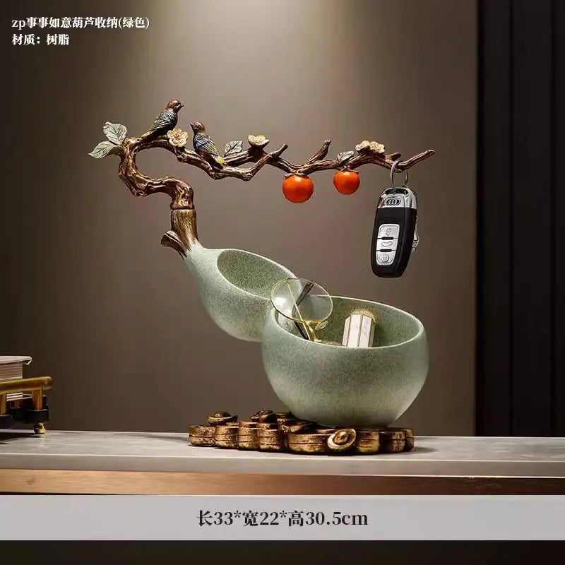 Afralia™ Chinese Gourd Key & Desktop Storage Decoration for Wealth Attraction
