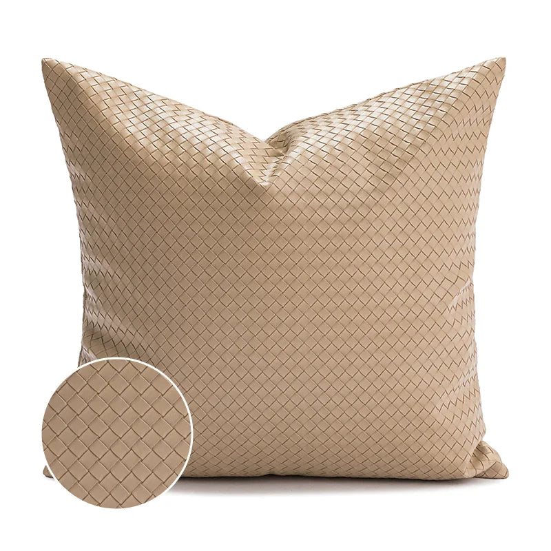 Afralia™ Faux Leather Woven Oliva Green Cushion Cover 45x45cm Cozy Home Decor