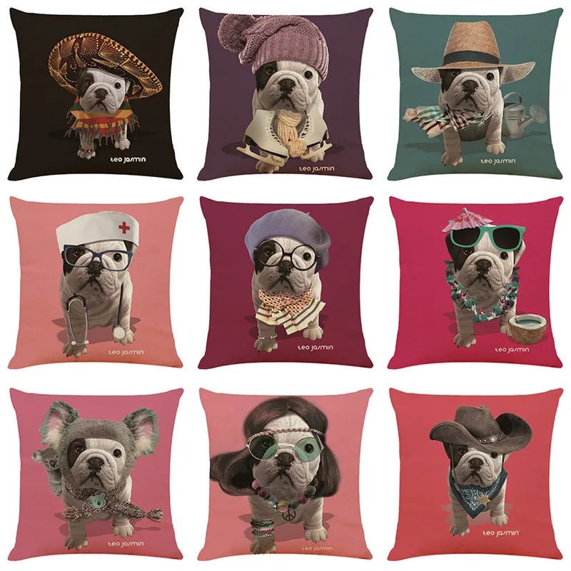 French Bulldog Linen Pillowcase 45x45cm Modern Design for Afralia™
