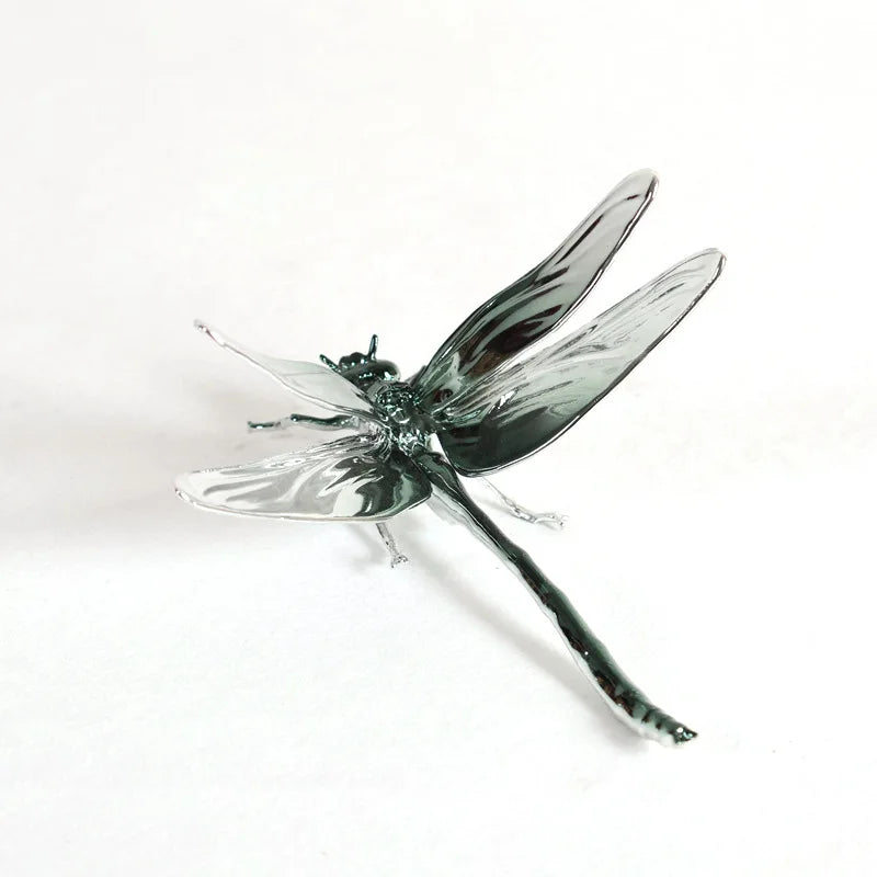 Afralia™ Silver Dragonfly & Beetle Metal Sculpture Home Decor Figurine