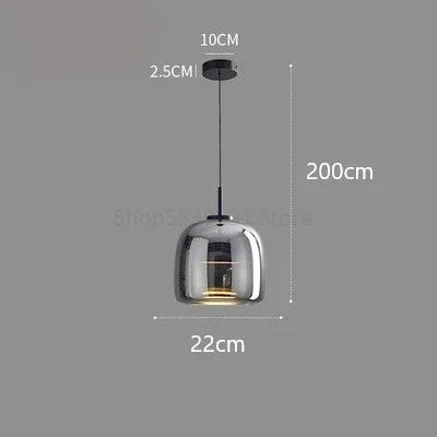 Afralia™ Glass Bowl Chandelier: Modern Nordic LED Smoke Hanging Lamp for Dining Room, Bar - Indoor Decor Lighting