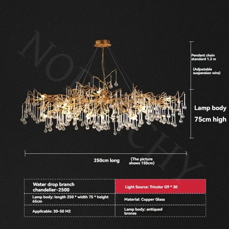 Afralia™ French Crystal Chandelier: Full Copper, High Grade, LED, Elegant for Dining Room & Living Room
