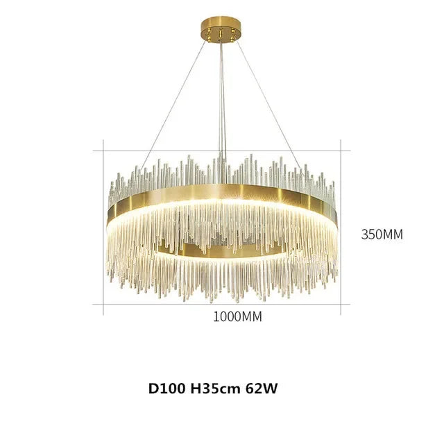 Afralia™ Gold Crystal Chandelier: Dimmable Luxury Pendant Lamp for Bedroom, Living Room & Hotel