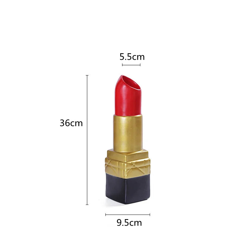 Afralia™ Lipstick Vase: Resin Cartoon Ornament for Room Decoration and Floral Arrangement