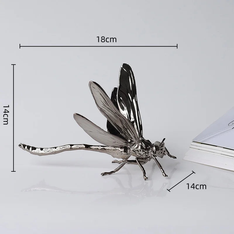 Afralia™ Metal Insect Sculpture Figurine Home Decor Accessory