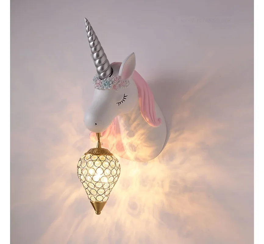 Afralia™ Nordic Unicorn Kids Room Wall Lamp Simple Cartoon Sconce Light Fixtures