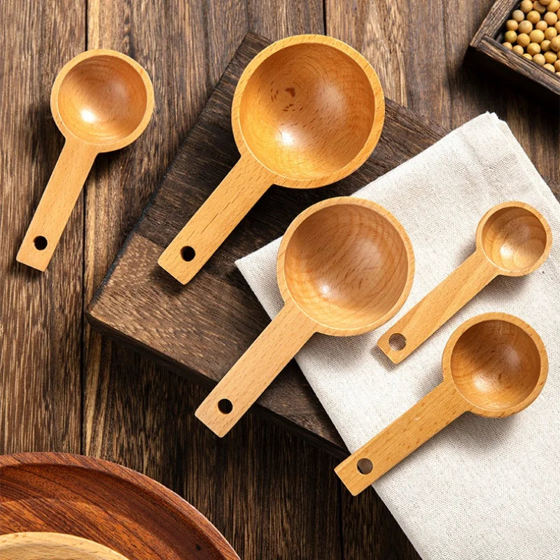 Afralia™ Beech Wood Tablespoon Coffee Scoop for Beans, Powder, Spices