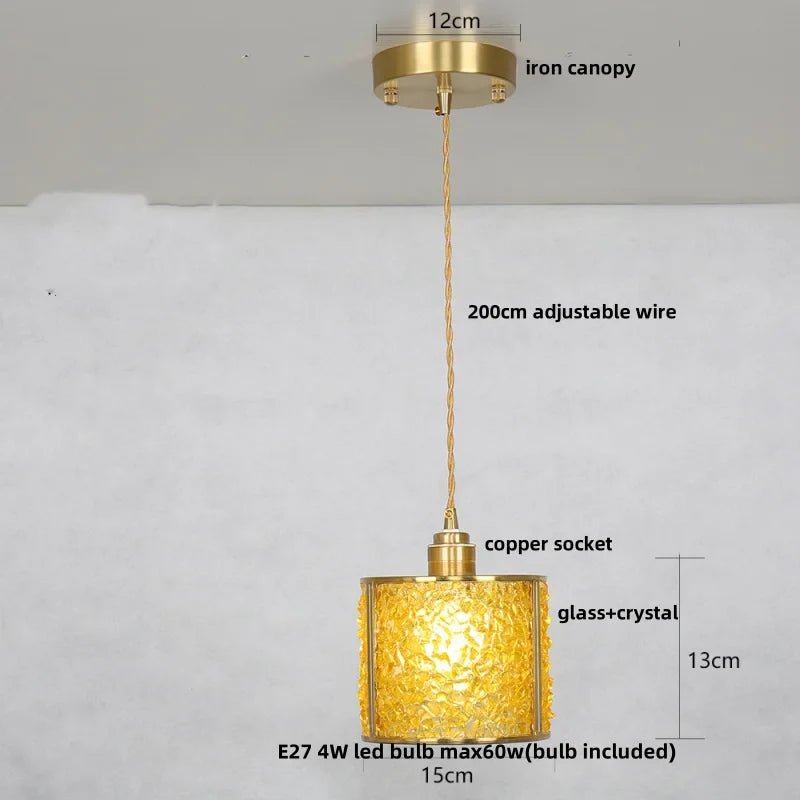 Afralia™ Luxury LED Crystal Pendant Light Fixture with Copper Socket