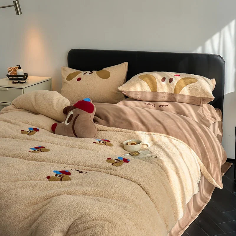 Afralia™ Winter Velvet Warmth Queen Bedding Set with Sheet and Pillowcase