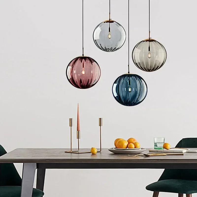 Afralia™ Water Grain Glass Ball Pendant Light: Modern Nordic Fixture for Restaurant, Kitchen, Bedroom