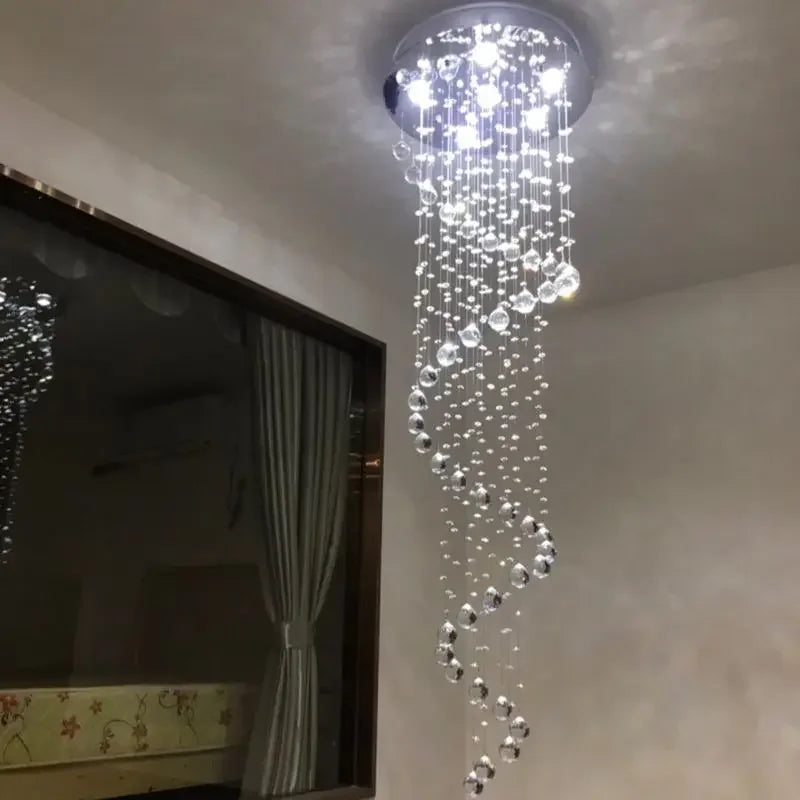 Afralia™ Crystal Spiral Chandelier LED Light Fixture for Living Room, Staircase, Bedroomairo Hotel