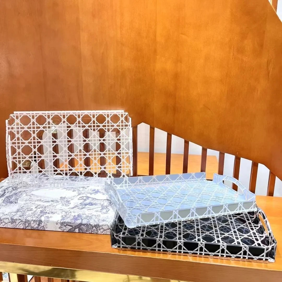 Afralia™ Rattan & Acrylic Storage Tray: Elegant Table Decor & Kitchen Organizer