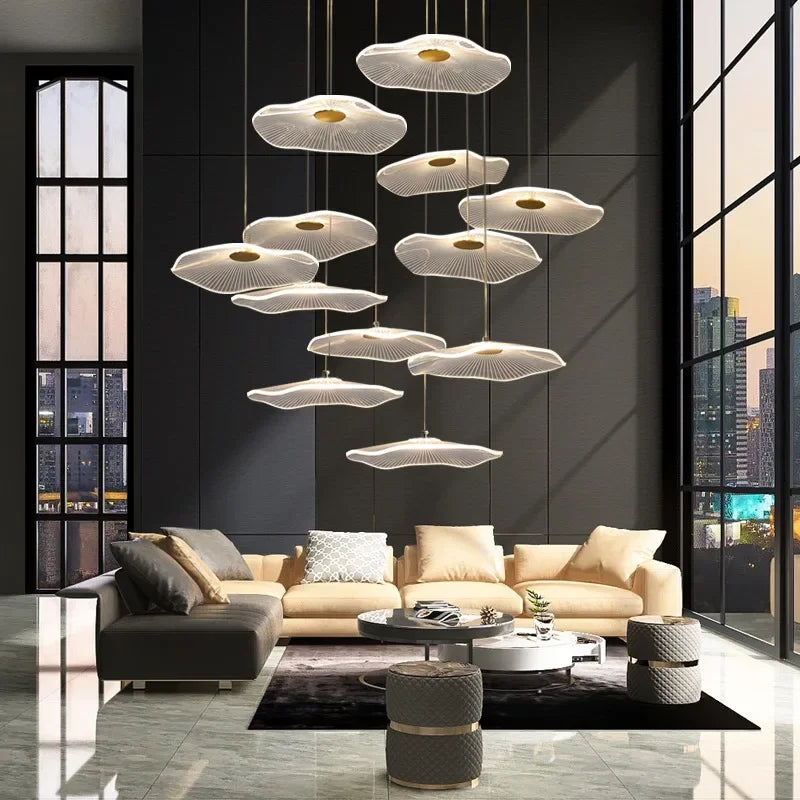Afralia™ Nordic Lotus Leaf Chandelier for Modern Living Spaces