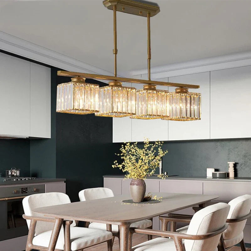 Afralia™ Nordic Modern Crystal Chandelier Three-Head Hanging Light for Living Room