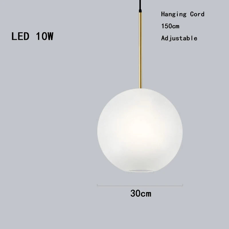 Afralia™ Round LED Glass Pendant Light, Modern White Bubble Lampshade for Home Ceiling Decor