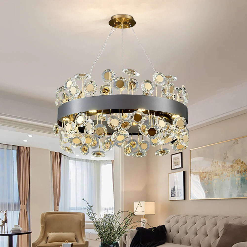 Afralia™ Crystal Pendant Chandelier for Kitchen Living Room Restaurant Island